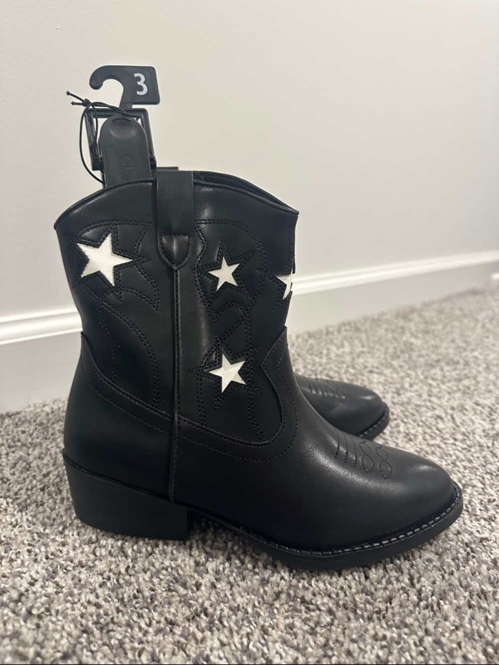 Black and White Kids Star Western Boots